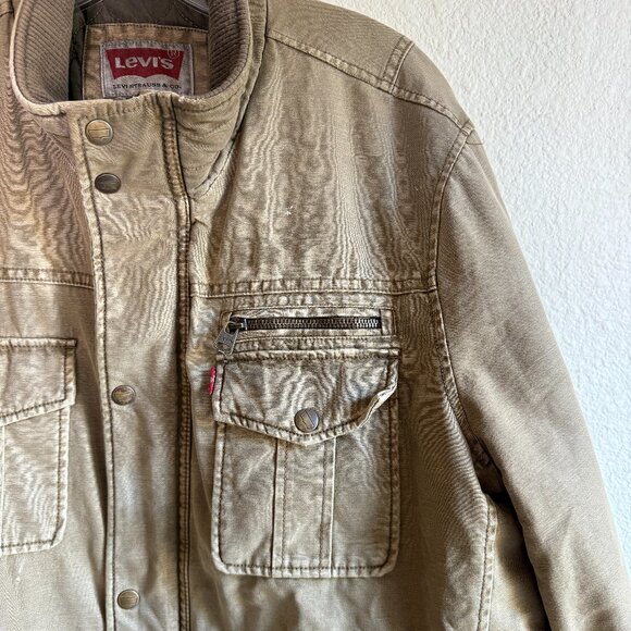 Levi's🤘🏽Canvas Trucker Jacket \\ Size L // Quilted Lining \\ Barn Coat Utility - Picture 6 of 12